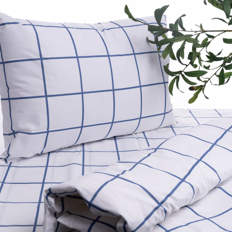 Cotton 3-piece duvet cover set, 160x220 cm (1 pillowcase, 1 duvet cover, 1 sheet) / Gray - 1