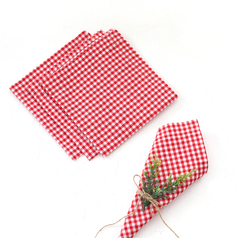 Red gingham napkin, 40x40 cm / 12 pieces - Bimotif