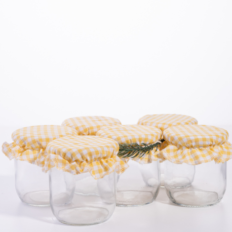 Jar lid decoration, small checkered yellow / 6 pcs - Bimotif