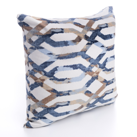 Duck fabric zippered blue patterned cushion cover 45x45 cm - Bimotif