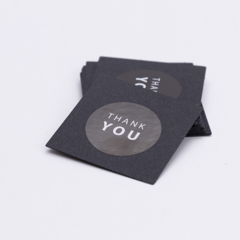 Thank You sticker and 100 label set, 5x5 cm, Black - Bimotif
