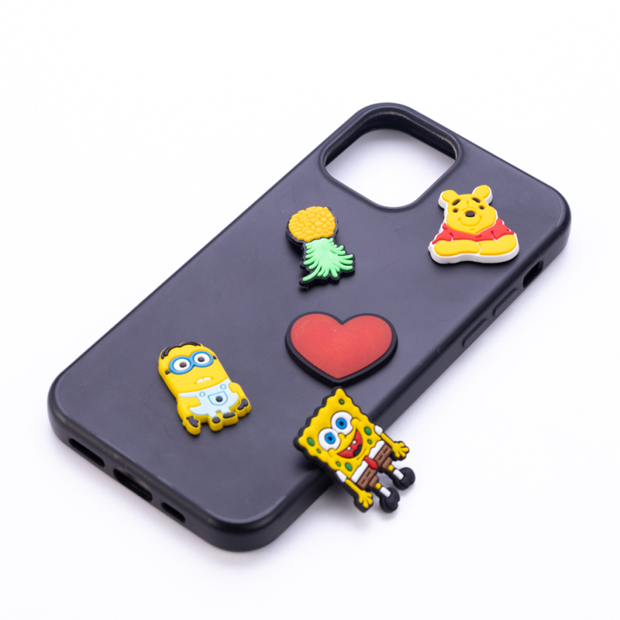 Adhesive phone case back ornament, sponge bob and minion - 1