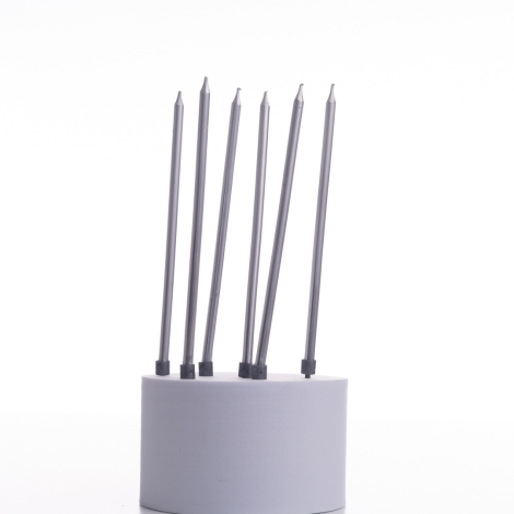 Silver birthday set of 6 candles, 14cm - Bimotif