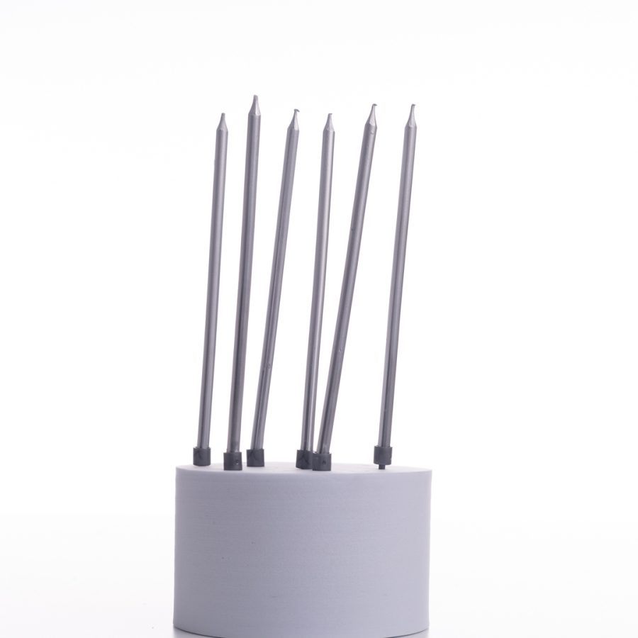 Silver birthday set of 6 candles, 14cm - 1