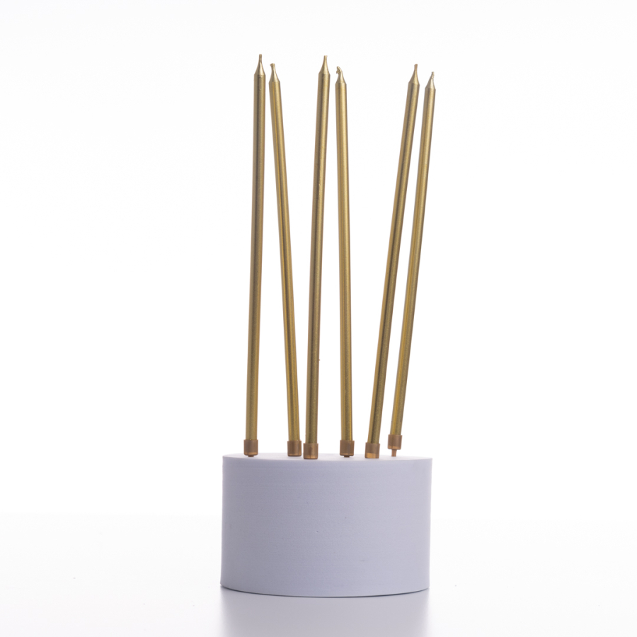 Metallic gold birthday set of 6 candles, 18cm - 1