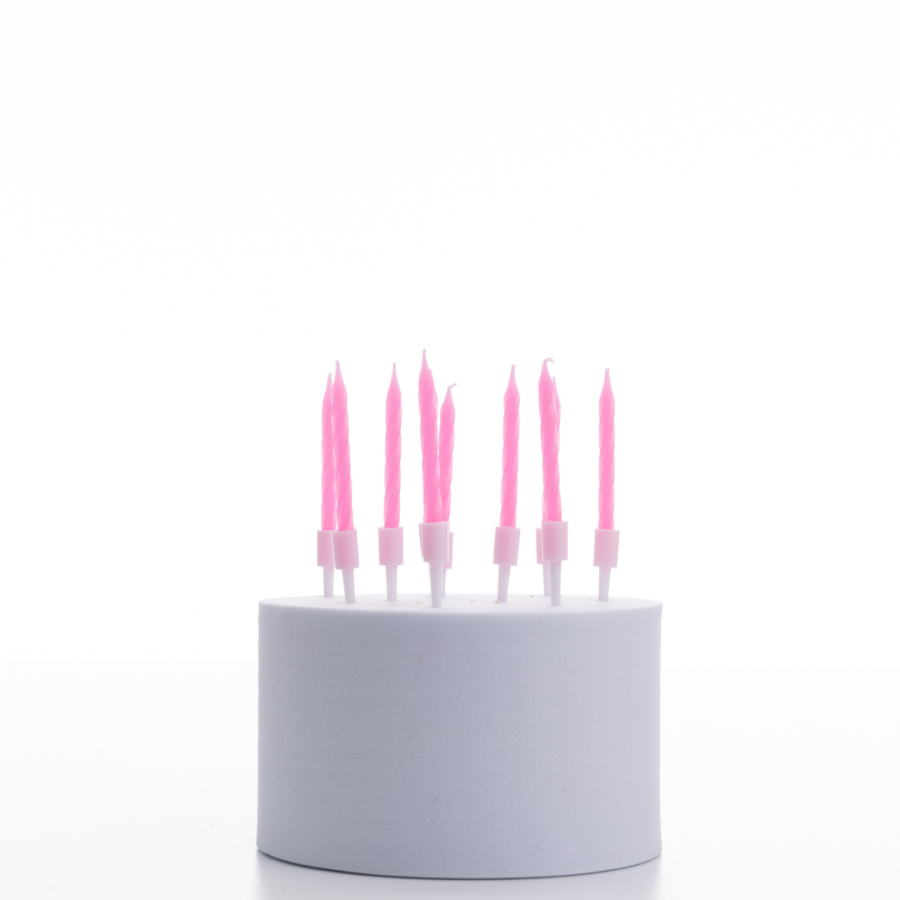 Pink macaron birthday twist candle set of 10, 5cm - 1