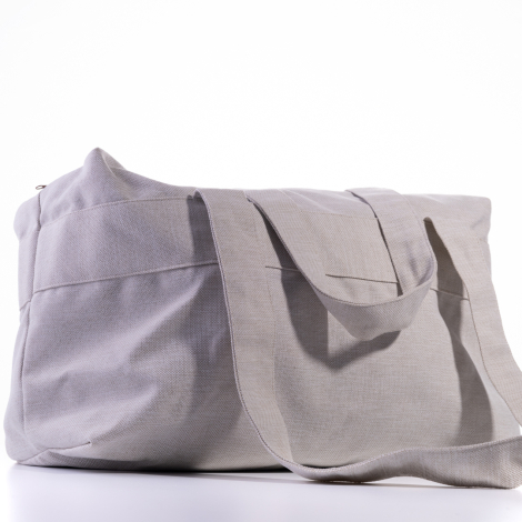 Poly linen travel bag, 60x45 cm, gray - Bimotif