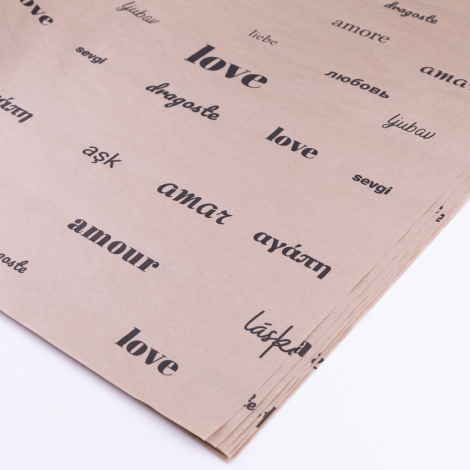 Wrapping paper, love themed print, 70x100 cm / 5 pieces - Bimotif (1)