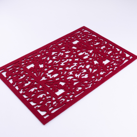 2-piece patterned felt placemat, 29x43 cm, Burgundy - Bimotif