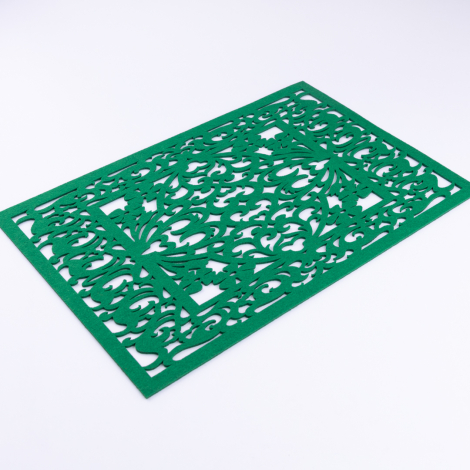 2-piece patterned felt placemat, 29x43 cm, Dark Green - Bimotif