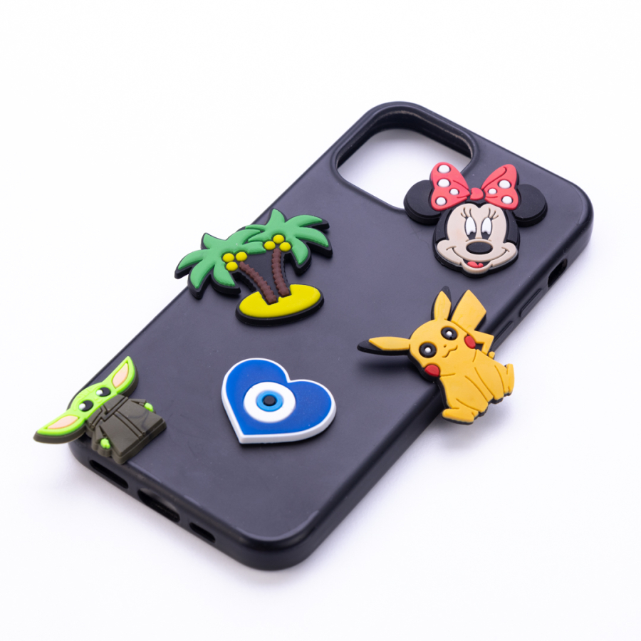 Adhesive phone case ornament, evil eye bead and pikachu set - 1