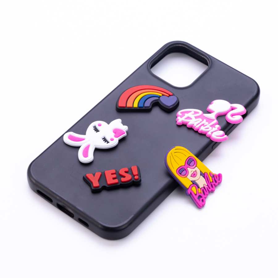 Adhesive phone case ornament, cute bunny and barbie - 1
