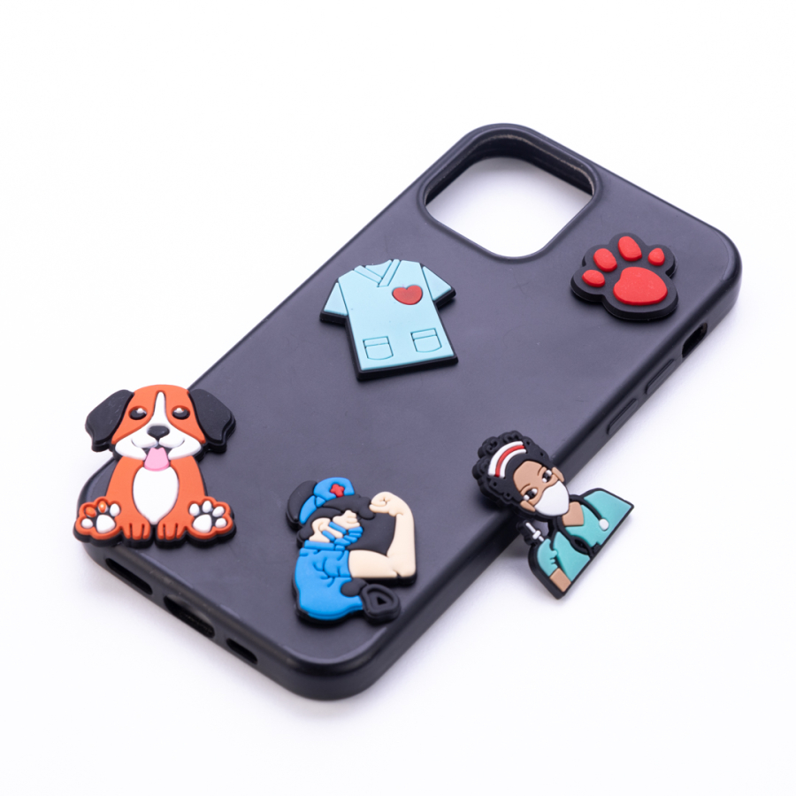 Adhesive phone case ornament, vet and paw - 1