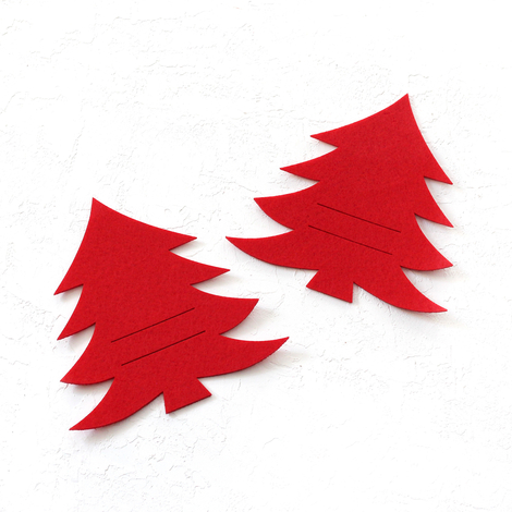 Christmas felt placemat, red pine / 2 pcs - Bimotif (1)