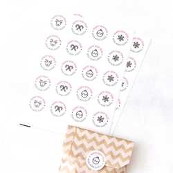 Sticker, happy new year, deer, 3.2 cm / 2 pages - Bimotif (1)