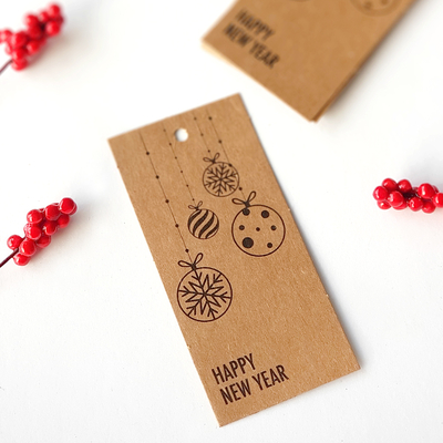 Kraft Hang Tags, Christmas decorations / 100 pcs - 2