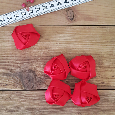 Red satin rose, 3.5 cm / 20 pcs - 1