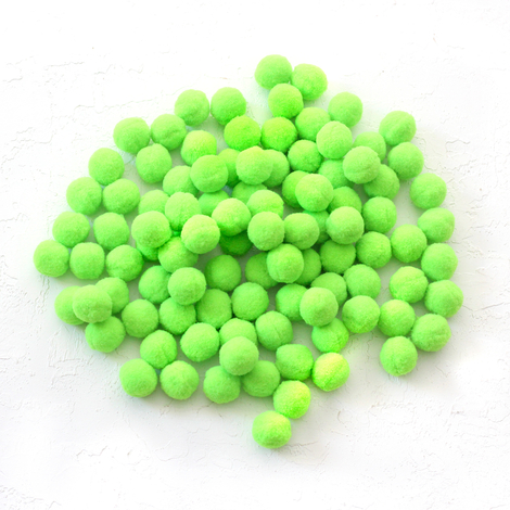 Plush pompom, 2.2 cm / 100 pcs / Neon Green - Bimotif