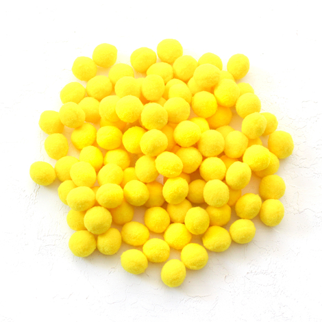 Plush pompom, 2.2 cm / 100 pcs / Yellow - Bimotif