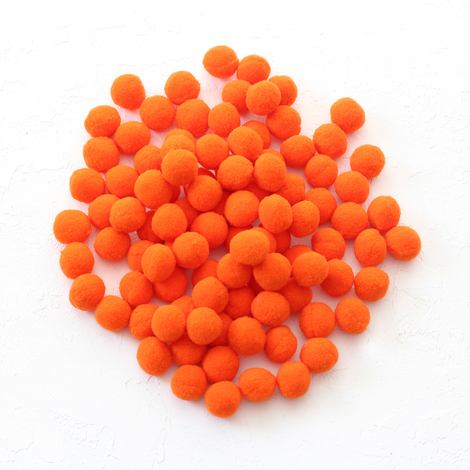 Plush pompom, 2.2 cm / 100 pcs / Orange - Bimotif