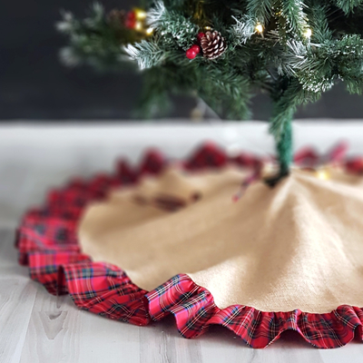 Christmas pine tree cover, woven plaid / 90 cm - 1