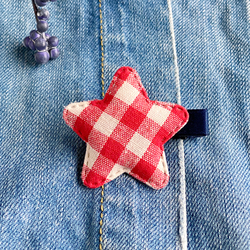 Plaid star clip buckle, red and white - Bimotif