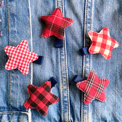 Plaid star clip buckle, red and white - Bimotif (1)