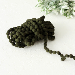 Bubble pompom ribbon in khaki green, 8 mm / 5 metres - Bimotif