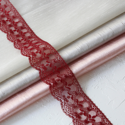 Burgundy lace ribbon, 6.5 cm / 5 metres - 1