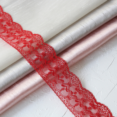 Red lace ribbon, 6.5 cm / 5 metres - 1