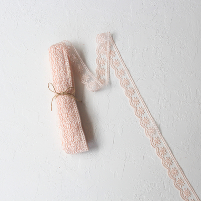 Floral Peach Color lace ribbon, 3.5 cm / 2 metres - 1
