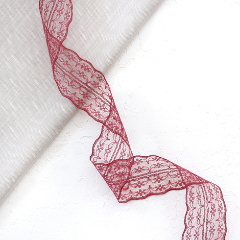 Lace ribbon / 5 metres, 4.5 cm / Burgundy - Bimotif
