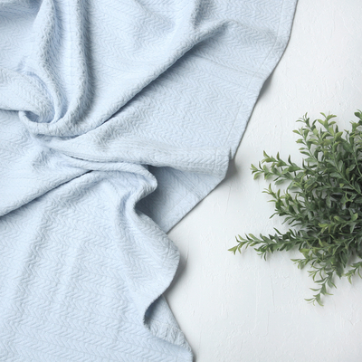 Braided cotton baby blanket, 100x100 cm / Blue - 1