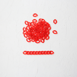 Red transparent acrylic chain link, 100 grams - Bimotif