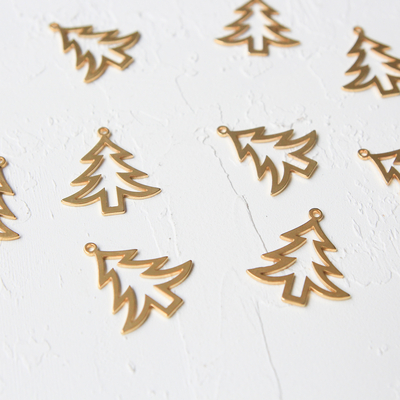Pine tree shaped gold jewellery, accessories / 1 piece - 3