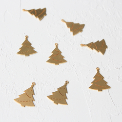 Pine tree shaped gold jewellery material, accessories / 1 piece - 3