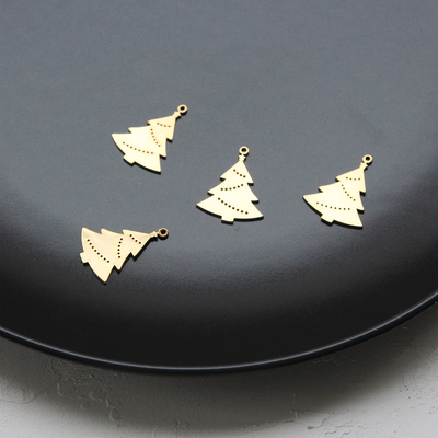 Pine tree shaped gold jewellery material, accessories / 1 piece - 1