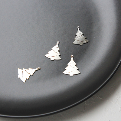 Silver jewellery, accessories in the shape of a pine tree / 1 piece - 1