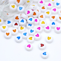 Heart beads, round / 10 pcs - Bimotif
