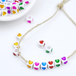 Heart cube beads / 10 pcs - Bimotif