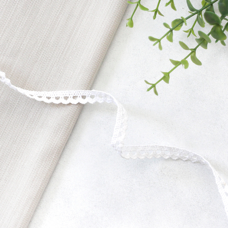 White cotton lace ribbon, 1 cm / 5 metres - Bimotif