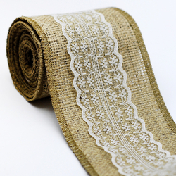 Jute ribbon with intermediate lace / 2 metres - Bimotif (1)