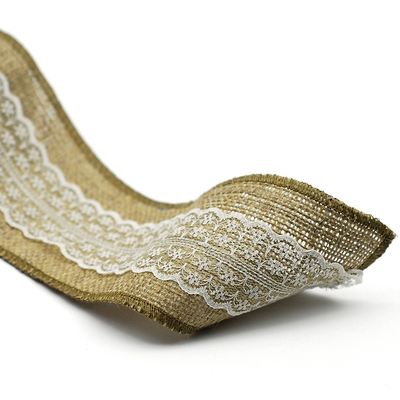 Jute ribbon with intermediate lace / 2 metres - 3