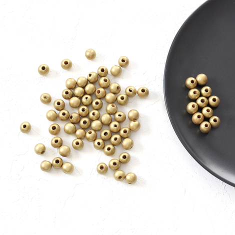 Wooden bead, metallic / 50 gr. (Gold) - Bimotif