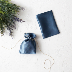 Dark indigo blue thick satin fabric pouch, 9x12 cm / 10 pcs - Bimotif (1)