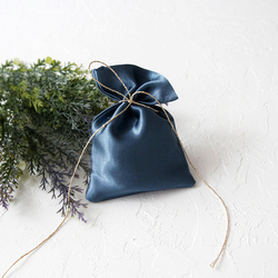 Dark indigo blue thick satin fabric pouch, 9x12 cm / 10 pcs - Bimotif