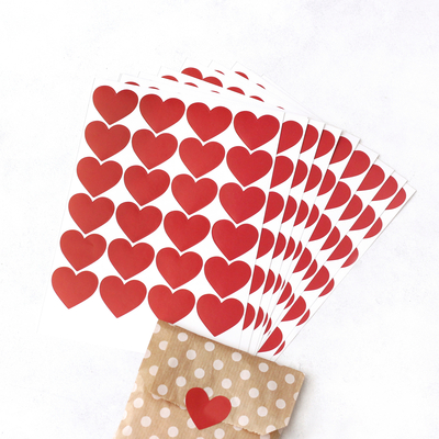 Red heart sticker, 3.2 cm / 10 pages - 1