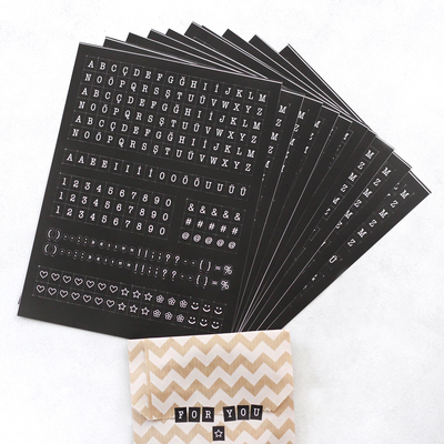 Black letter-number sticker set, 8x10 mm / 10 sheets - 1