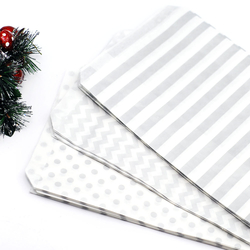 Patterned paper bag, white-silver / Striped (11x20 - 100 pcs) - 3