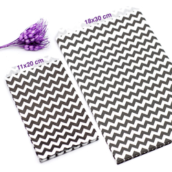Patterned paper bag, white-silver / Striped (11x20 - 100 pcs) - 4
